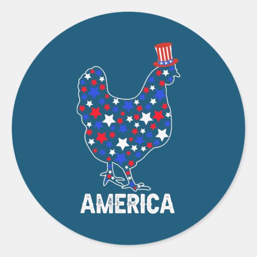Sticker Rond Drapeau américain 4 juillet Drapeau de poulet (Devant)