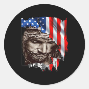 Sticker Rond Drapeau américain 4 juillet Fête de l'Indépendance