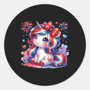 Sticker Rond Drapeau américain 4 juillet filles filles enfants