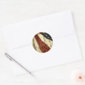 Sticker Rond Drapeau américain à grains de bois primitif Americ (Enveloppe)