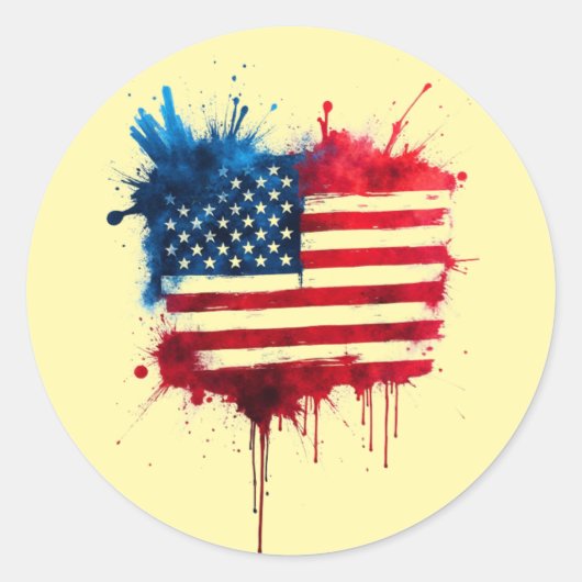 Sticker Rond Drapeau américain Abstrait Splash (Devant)