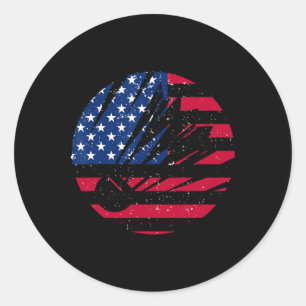 Sticker Rond Drapeau américain Badminton Chemise Hommes Patriot