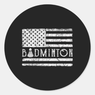 Sticker Rond Drapeau américain Badminton Usa Navettes Funny Pat