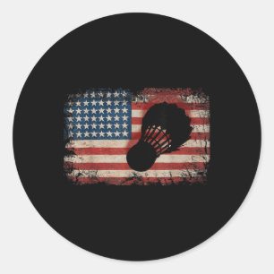 Sticker Rond Drapeau Américain Badminton Volant Art Sports