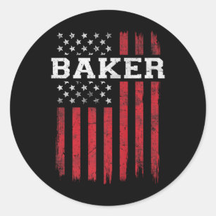 Sticker Rond Drapeau américain Baker Patriot Patriot Patriotiqu