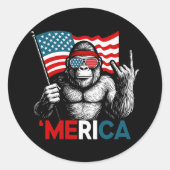 Sticker Rond Drapeau américain Bigfoot (Devant)