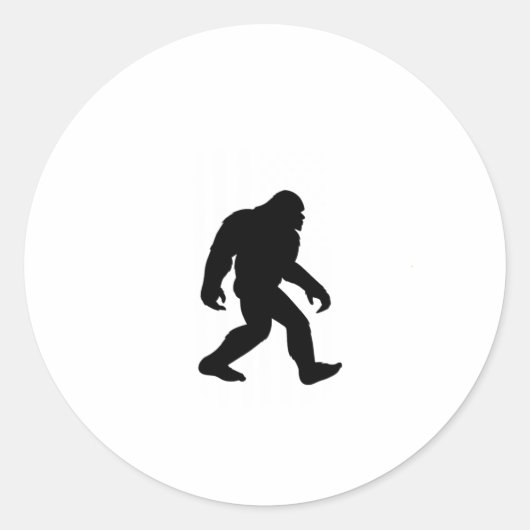 Sticker Rond Drapeau américain Bigfoot Sasquatch (Devant)