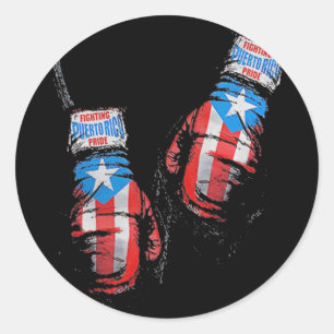 Sticker Rond Drapeau Américain Boxe Usa Gants Gymnase Boxeur Fi