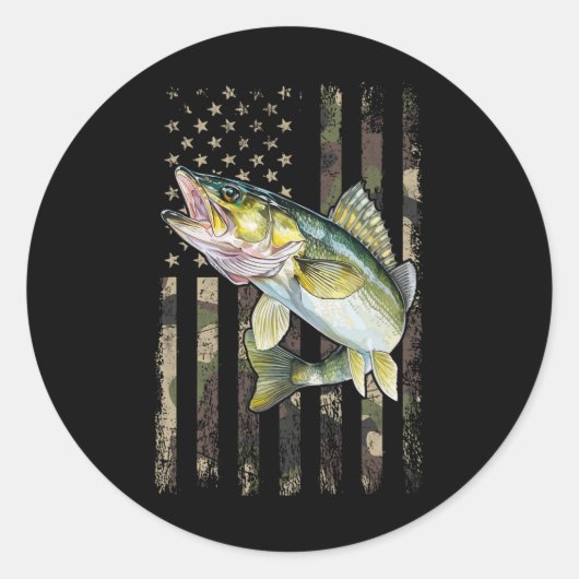 Sticker Rond Drapeau américain camouflage Walleye (Devant)