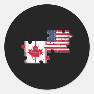 Sticker Rond Drapeau américain Canada