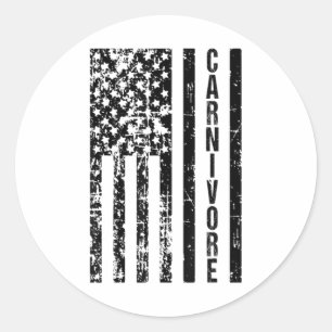 Sticker Rond Drapeau américain Carnivore mangeur de viande