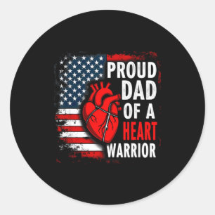 Sticker Rond Drapeau américain CHD Sensibilisation Papa fier d'