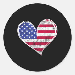 Sticker Rond Drapeau américain Coeur Forces armées patriotiques