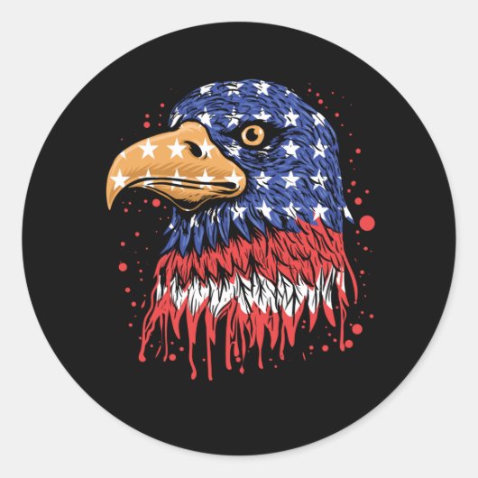 Sticker Rond Drapeau américain cool Eagle Art - Drapeau américa (Devant)
