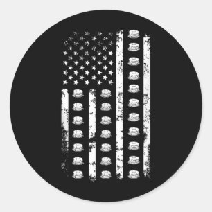 Sticker Rond Drapeau Américain Crêpes Nourriture Usa Patriotism