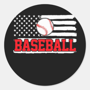 Sticker Rond Drapeau américain de baseball
