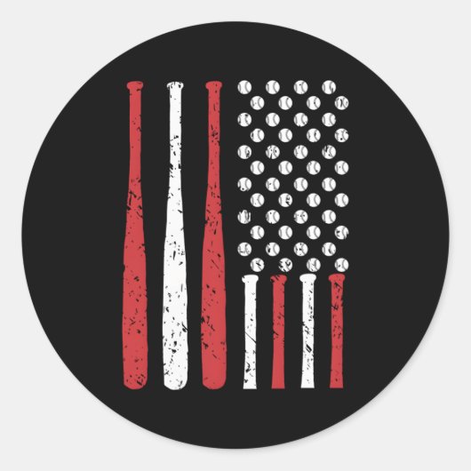 Sticker Rond Drapeau américain de baseball (Devant)