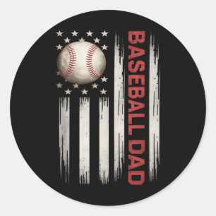Sticker Rond Drapeau américain de baseball papa Fête des pères