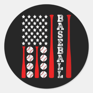 Sticker Rond Drapeau américain de baseball patriotique - Base V