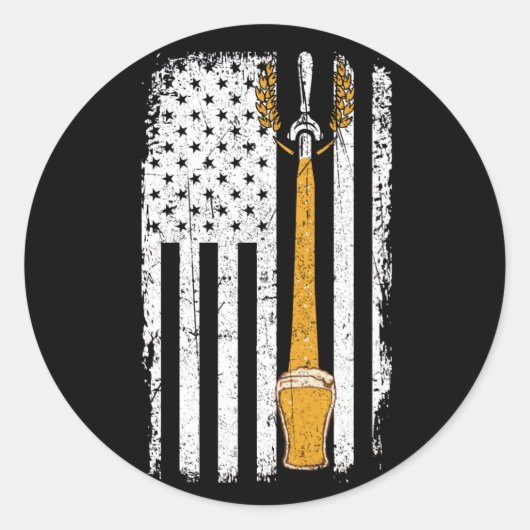 Sticker Rond Drapeau américain de bière d'artisanat USA 4 juill (Devant)