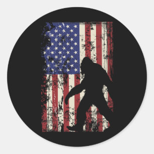 Sticker Rond Drapeau américain de Bigfoot 4 juillet patriotique