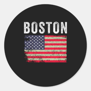 Sticker Rond Drapeau américain de Boston Vintage