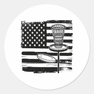 Sticker Rond Drapeau américain de Disk Golf