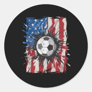 Sticker Rond Drapeau américain de football patriotique 4 juille