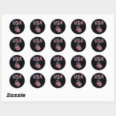 Sticker Rond Drapeau américain de gants de boxe (Feuille)