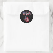 Sticker Rond Drapeau américain de gants de boxe (Sac)