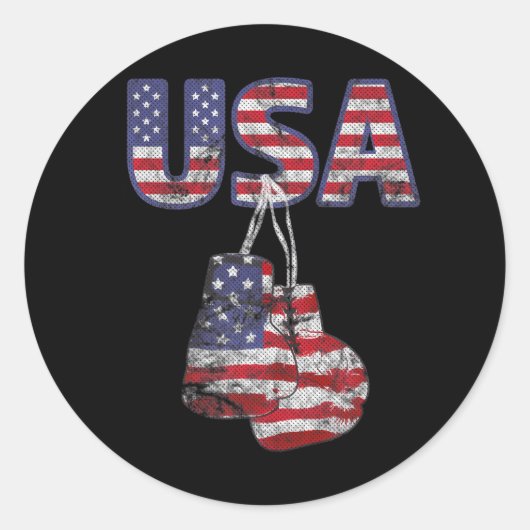 Sticker Rond Drapeau américain de gants de boxe (Devant)
