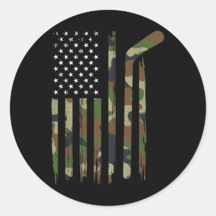 Sticker Rond Drapeau américain de hockey Camo US Patriotique de