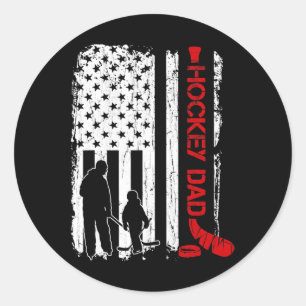 Sticker Rond Drapeau américain de hockey papa