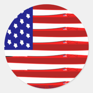 Sticker Rond Drapeau américain de kayak