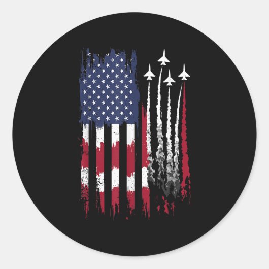 Sticker Rond Drapeau américain de la Force aérienne Patriotique (Devant)