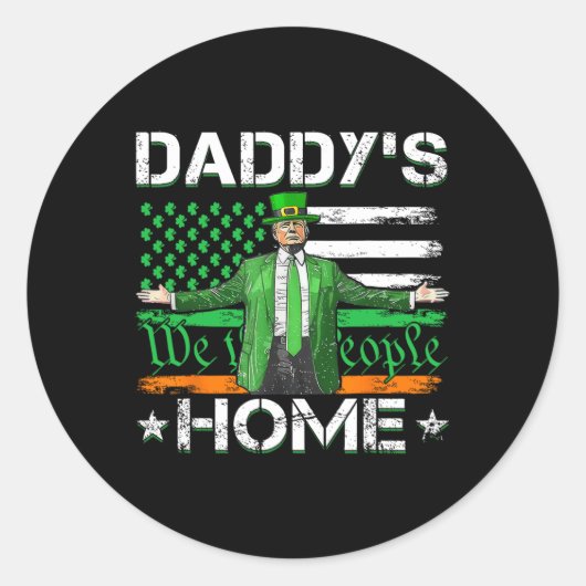 Sticker Rond Drapeau américain de la Saint-Patrick Daddy's Home (Devant)