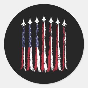 Sticker Rond Drapeau américain de l'armée de l'air 4 juillet pa