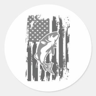 Sticker Rond Drapeau américain de pêche