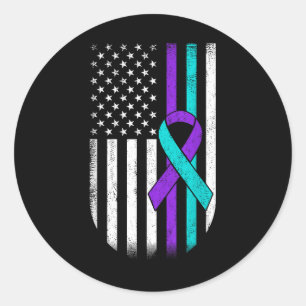Sticker Rond Drapeau américain de sensibilisation à la préventi