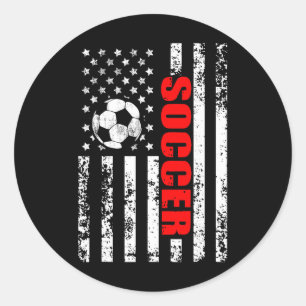 Sticker Rond Drapeau américain de soccer Football patriotique