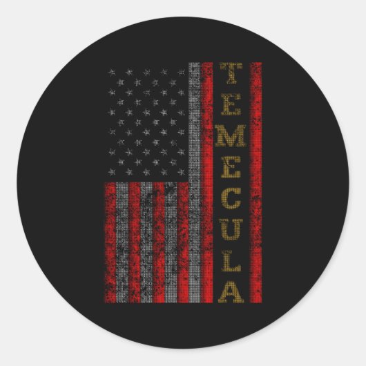 Sticker Rond Drapeau américain de Temecula patriotique (Devant)