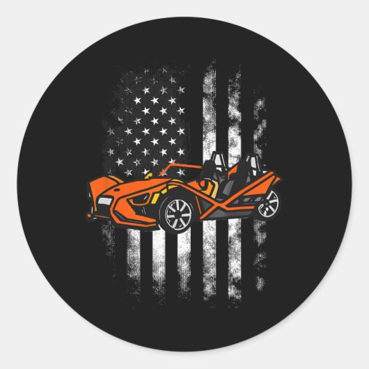 Sticker Rond Drapeau américain de voiture en pente 4 juillet (Devant)