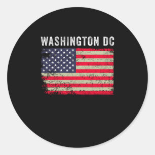 Sticker Rond Drapeau américain de Washington DC Vintage