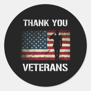 Sticker Rond Drapeau américain des anciens combattants Merci
