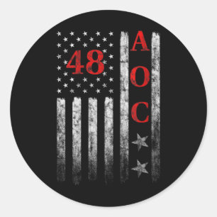 Sticker Rond Drapeau américain des femmes 2028 Aoc Président Fa