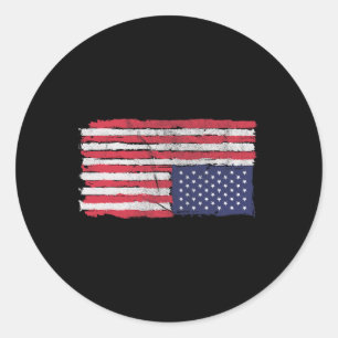 Sticker Rond Drapeau Américain Distress Vers Le Bas États-Unis