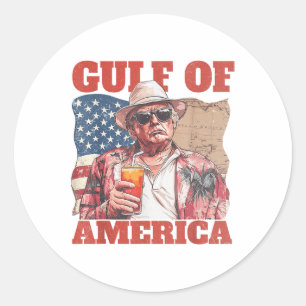Sticker Rond Drapeau Américain Drôle Du Golfe Des États-Unis