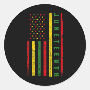 Sticker Rond Drapeau américain du 11° juin Émancipation Melanin