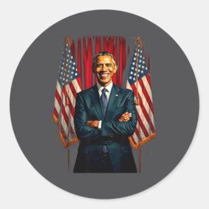 Sticker Rond Drapeau américain du 4 juillet 44e président Barac