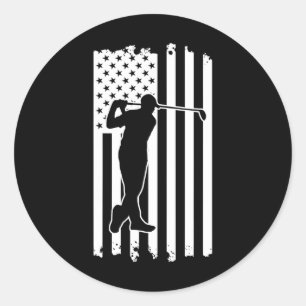 Sticker Rond Drapeau américain du 4 juillet Golf Course Sports